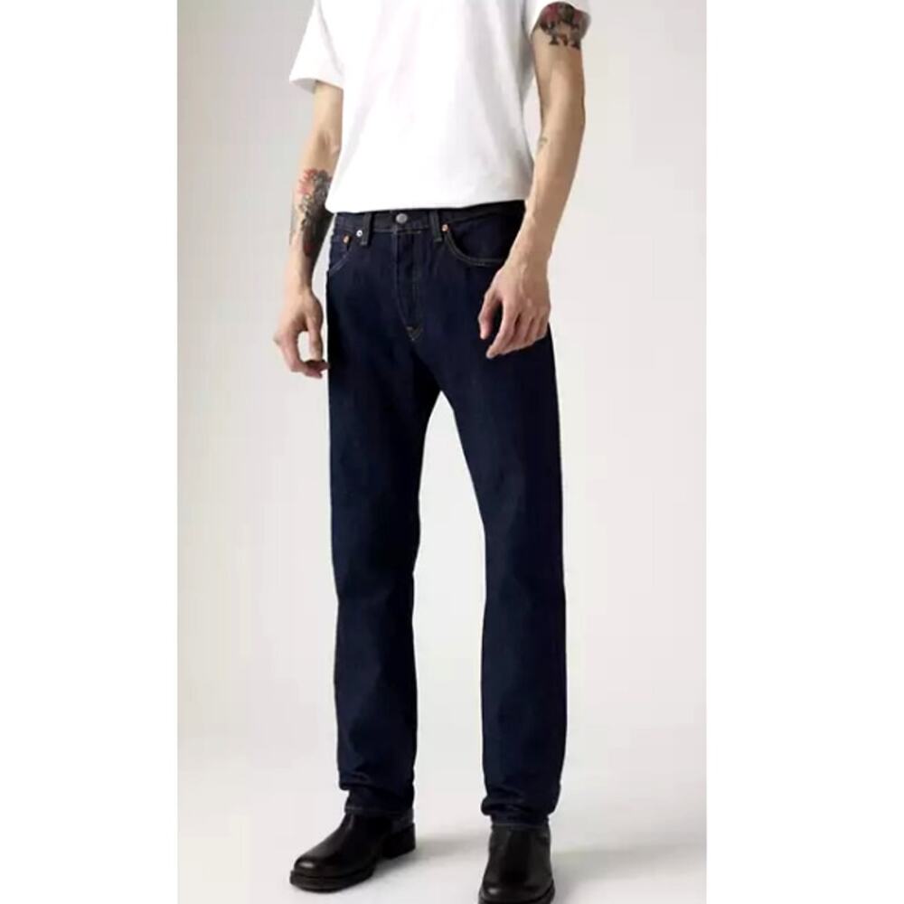 Levi's Men's Dark Wash  Non Stretch Straight Leg 501 Original Jeans Size 32 x 34